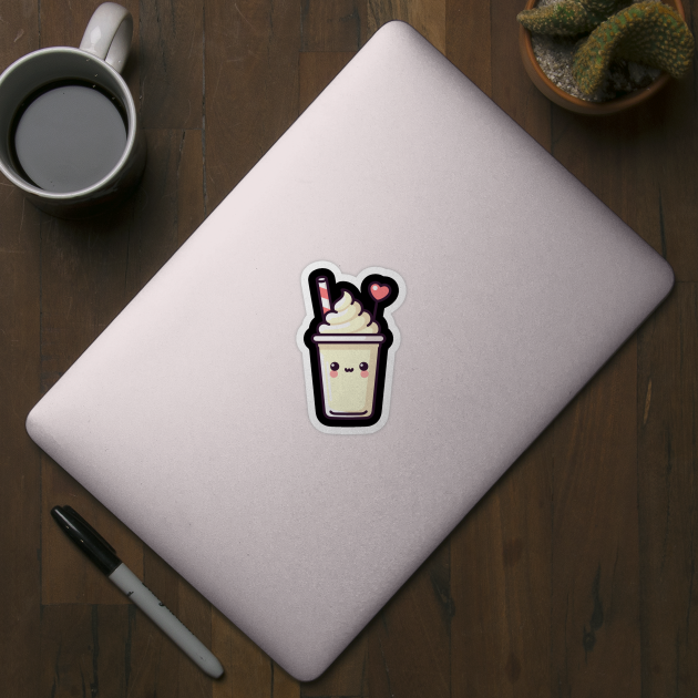 Kawaii Vanilla Milkshake Ice Cream with a Heart | Cute Kawaii Design for Ice Cream Lovers by Nora Liak